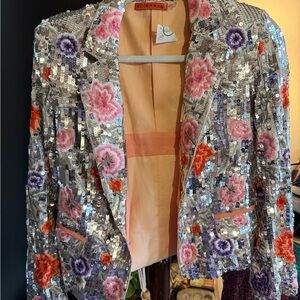 Alice + Olivia • Sequin Embroidered Floral Blazer